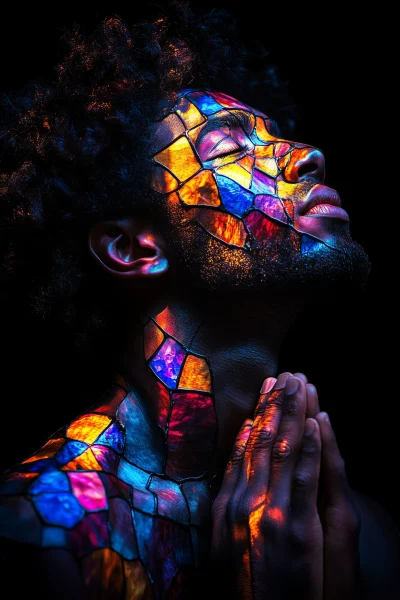 Prayer in Stained Glass Effect