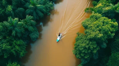 River surfing in the Amazon Rainforest