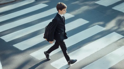 12 Years Old Boy Crossing the Street