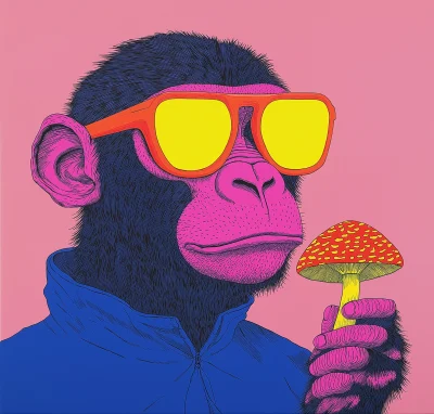 DMT Monkey with Mushroom