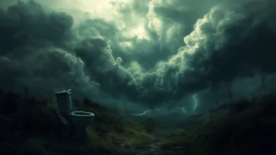 Fantasy Toilet with Storm Clouds