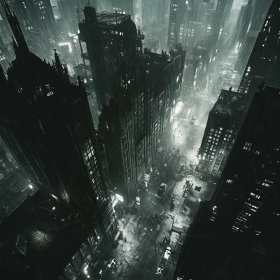 Neo Noir Futuristic City in Warhammer 40k Universe