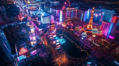 Futuristic Night Landscape of Las Vegas