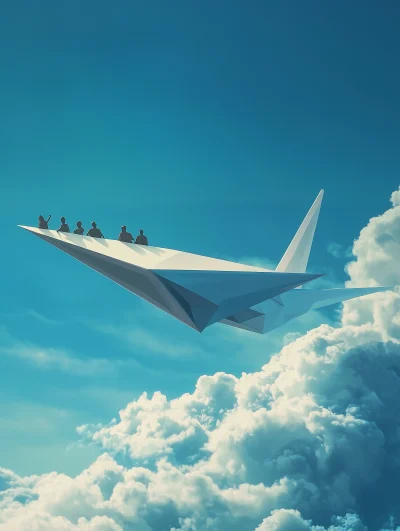 Giant Paper Plane in Blue Sky