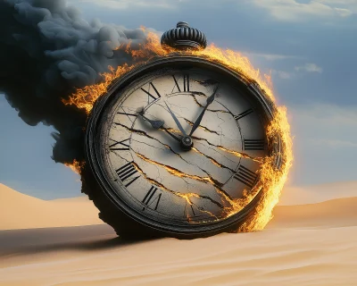 Temple of Time Burning Clock Face