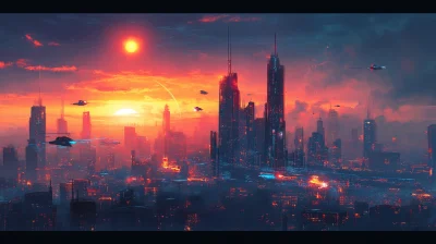 Cyberpunk City Skyline