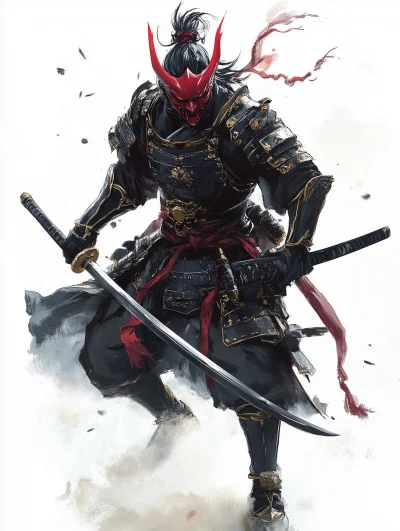 Samurai Warrior with Hanya Oni Mask