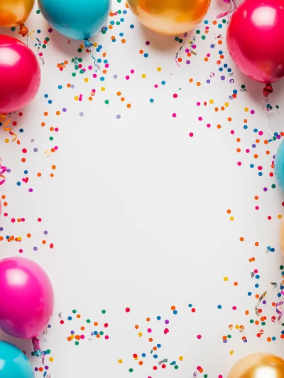 Balloons and Confetti Border