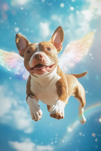 Angelwinged Dog in Magical Sky