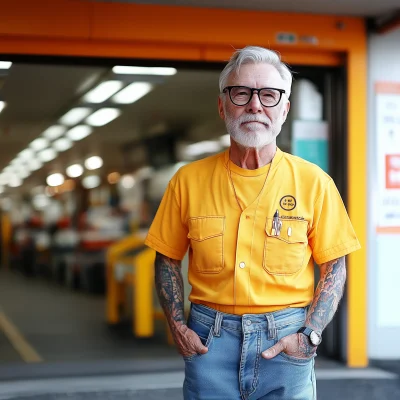 Elderly Man in Blue Jeans