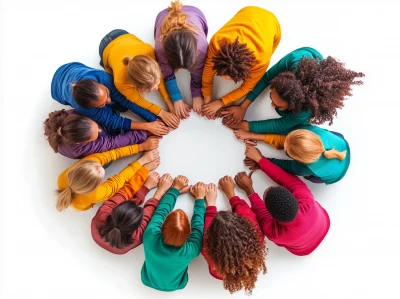 Diverse Group of Students Hugging in a Circle