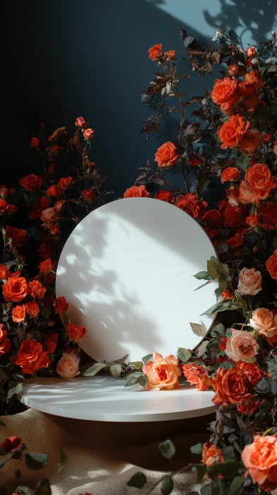 Circular Display Table with Roses