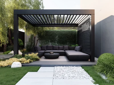 Black Luxury Contemporary Pergola Sofa Seating