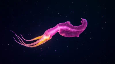 Bioluminescent Creature in the Dark Ocean