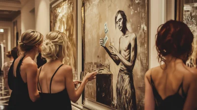 Champagne Chat in Front of Artist’s Canvas