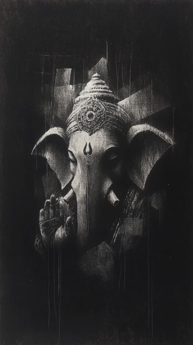 Lord Ganesha in Raja Ravi Varma Style