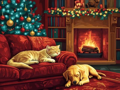 Cozy Christmas Living Room Scene