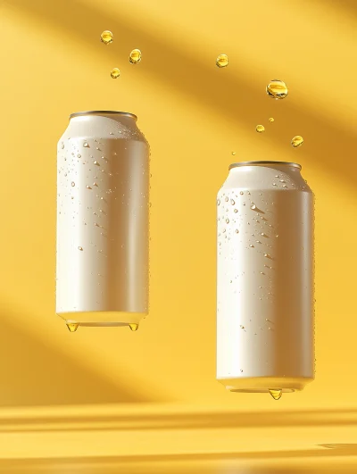 White Drink Cans with Condensation