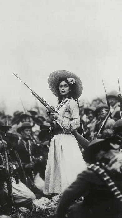 Mexican Revolutionary Adelita Charging into Battle