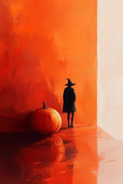 Isometric Halloween Pumpkin and Witch