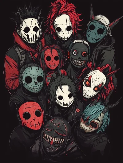 Cartoon Style Slipknot Group Shot