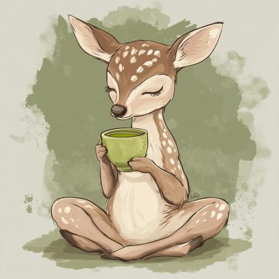 Deer Enjoying Matcha