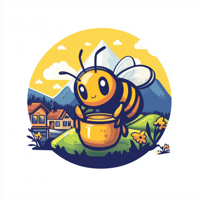 Happy Bee Mascot Logo