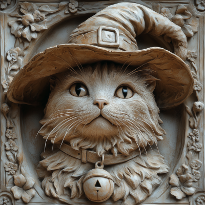 Halloween Witch Cat Relief