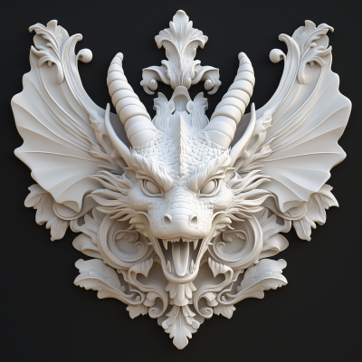 Cute Dragon Head Bas Relief