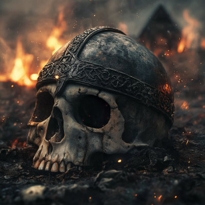 Viking Skull with Helmet