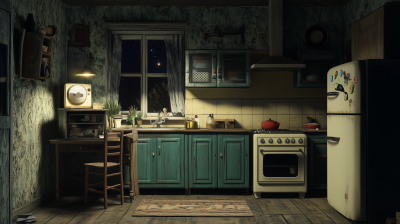 Vintage Kitchen at Night