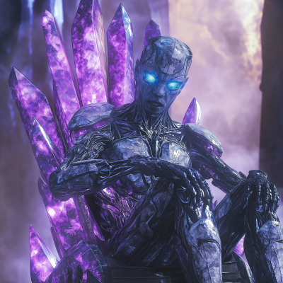 Cybernetic Demon on Crystal Throne