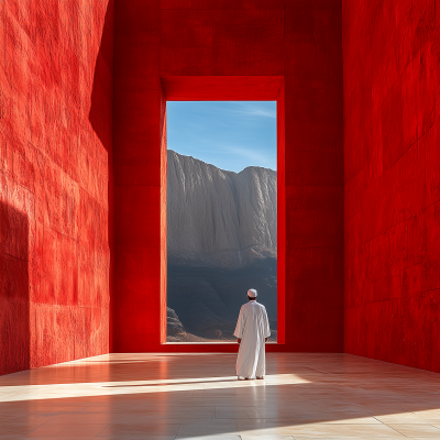 Saudi Man at Red Wall