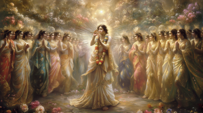 Divine Krishna and His Wives