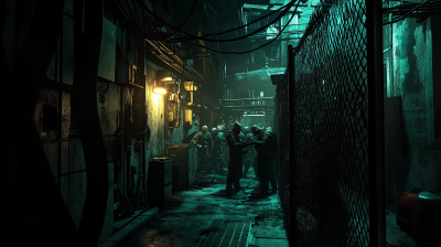 Illegal Slave Market in A Futuristic Alleyway