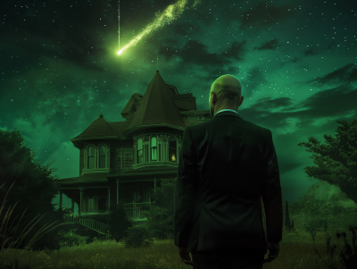 Green Meteor Night Sky