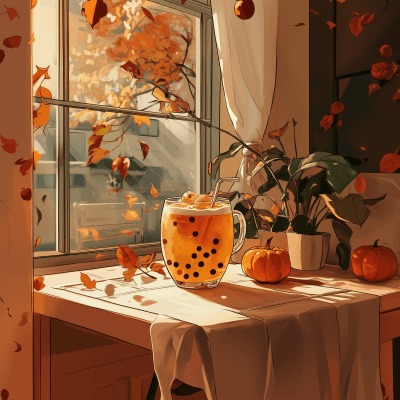 Bubble Tea in Autumn