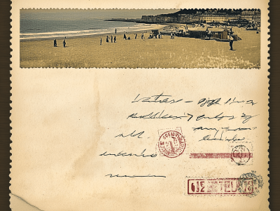 Empty Postcard with Stamp