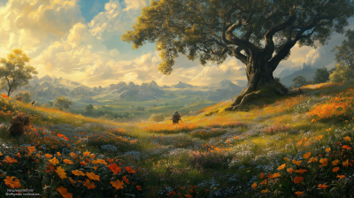 Fantasy Landscape with Cute Creatures