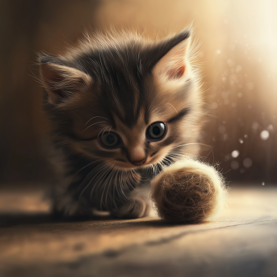 Cute Brown Kitten Playing