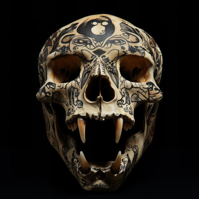 Jaguar Skull with Shipibo Art Tattoo