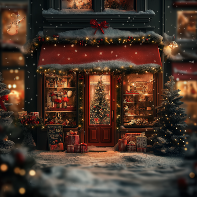 Cosy Christmas window in snow