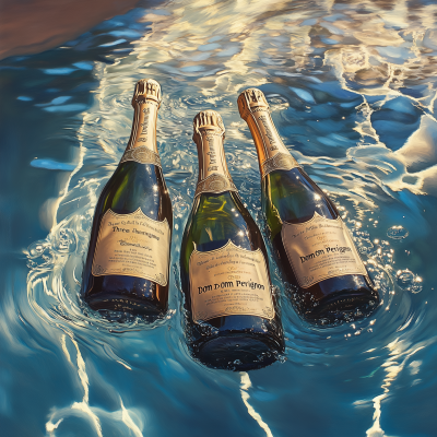 Champagne Bottles in Pool