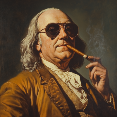 Benjamin Franklin Portrait with Sunglasses