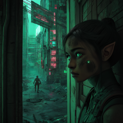 Fearful Elf in a Ruined City