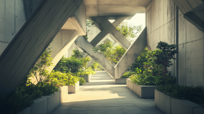 Hallway with Planters