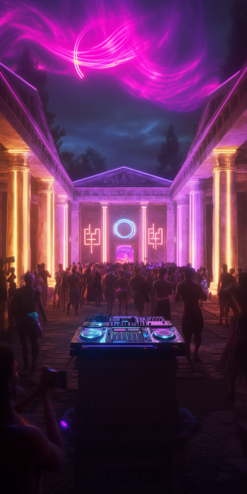 Neon Rave in Ancient Greece