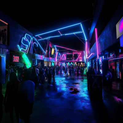 Neon Rave in Courtyard