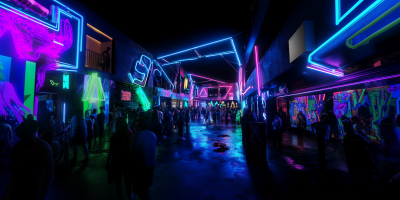 Neon Rave in Courtyard