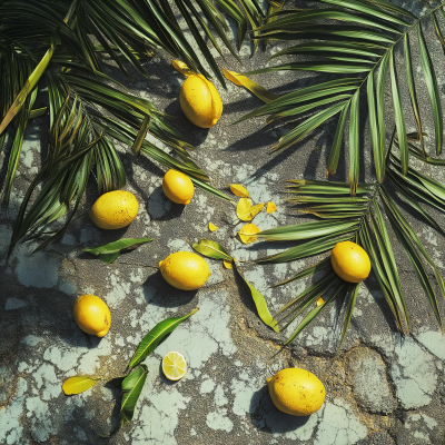 Lemons and Palm Leaves on the Road